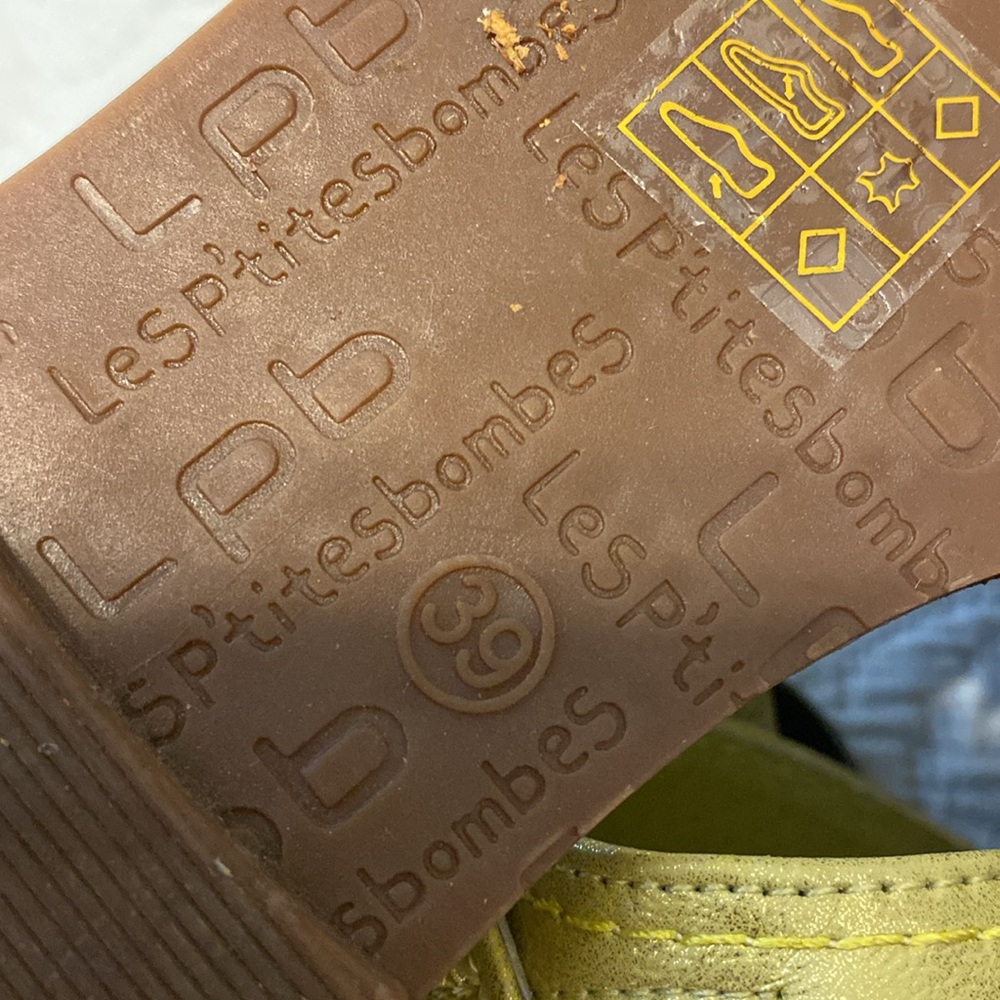 LPB Les ptites bombes yellow leather sandals size 39/8.5 - Picture 7 of 7